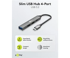 Goobay Slim 4 prievadų USB šakotuvas, USB-C į USB-C/USB-A, 5 Gbit/s | 74459