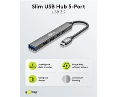 Goobay Slim 5 prievadų USB šakotuvas, USB-C į USB-C/USB-A, 5 Gbit/s | 74460