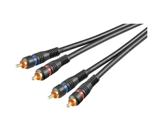 Goobay Stereo RCA laidas 2x RCA; dvigubas ekranas 60795 2 RCA patinas, 2 RCA patinas, 2 m, Juodas