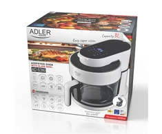 Gruzdintuvė Adler Air Fryer Orkaitė su stikliniu dubeniu | AD 6316 | Galia 1200 W | Talpa 3 L | Konvekcija | Baltas/Juodas