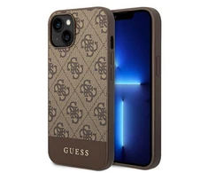 Dėklas GUESS Hardcase 4G Stripe Collection GUHCP14MG4GLBR galinis dangtelis, Apple, iPhone 14 Plus, ruda, 6,7 colio
