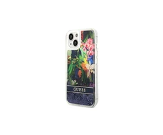 Dėklas GUESS Hardcase Flower Liquid Glitter GUHCP14MLFLSB galinis dangtelis, Apple, iPhone 14 Plus, Mėlyna, 6,7 "