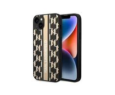 Dėklas Karl Lagerfeld Hardcase Monogram Stripe KLHCP14MPGKLSKW galinis dangtelis, Apple, iPhone 14 Plus, TPU, ruda, 6,7 colio
