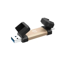 Kietasis diskas „Silicon Power DS72“ USB atmintinė, 1 TB, USB A tipo / C tipo 3.2 kartos 2 (3.1 kartos 2), auksinė