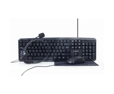 Gembird | 4-in-1 Multimedia office set | KBS-UO4-01 | Klaviatūra, Pelė, Pad and Ausinės Set | su laidu | su pele | US | Juodas