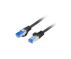Lanberg Patch Cord katė. 6 FTP | PCF6A-10CC-0025-BK | S/FTP | S/FTP ekranavimo tipas – Aliuminio pynė ant vielos ir kiekviena pora papildomai folija. Danga pagaminta iš mažai dūmų ir behalogeninių medžiagų (LSZH). Atitiktį kategorijai patvirtino Fluke testeris. Suvytos laidai iš CCA | Juodas | 0,25 m