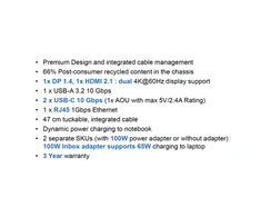 Lenovo | USB-C Dual Ekranas Travel Dock w/o Adapteris | 40B90000WW | Ethernet LAN (RJ-45) jungtys 1 | USB 3.0 (3.1 Gen 1) jungtys quantity 1 x USB-A 10 Gbps, 2 x USB-C 10 Gbps | HDMI jungtys quantity 1 | 65 W | Garantija 36 mėn.
