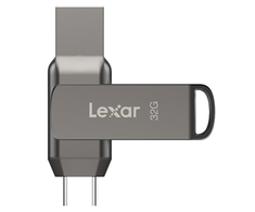 Lexar | 2 viename USB atmintinė, kurios skaitymo greitis siekia 100 MB/s | „JumpDrive Dual Drive D400“ | 32 GB | C ir A tipo USB 3.1 | Pilkas
