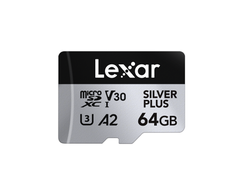 Atminties kortelė Lexar | Sidabrinis PLUS | 64 GB | Micro SDXC | Flash atminties klasė 10