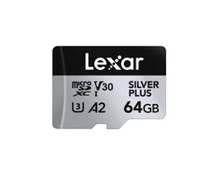 Atminties kortelė Lexar | Sidabrinis PLUS | 64 GB | Micro SDXC | Flash atminties klasė 10