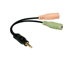 LogiLink Prisijungti | Garso lizdo adapteris, 4 kontaktų, 3,5 mm stereofoninis kištukas iki 2x 3,5 mm moteriškas | 0,15 m
