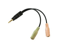 LogiLink Prisijungti | Garso lizdo adapteris, 4 kontaktų, 3,5 mm stereofoninis kištukas iki 2x 3,5 mm moteriškas | 0,15 m