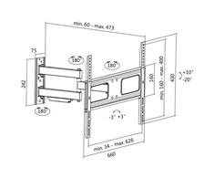 Logilink BP0019 TV Sieninis laikiklis, 37"-70", pakreipimas +10°-20°,pasukamas +-90°, 473mm | Prisijungti | Sieninis laikiklis | BP0019 | 37-70 " | Maksimalus svoris (keliamoji galia) 50 kg | Juodas