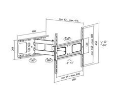 Logilink BP0028 TV Sieninis laikiklis, 37"-70", pakreipimas +10°-20°,pasukamas +-90°, 475mm | Prisijungti | Sieninis laikiklis | 37-70 " | Maksimalus svoris (keliamoji galia) 50 kg | Juodas