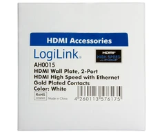 Logilink HDMI sieninė plokštė AH0015 2 x HDMI lizdas, HDMI sieninė plokštė, 1 X HDMI lizdas