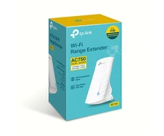 TP-LINK AC750 Wi-Fi diapazono plėstuvas prie sienos prijungtas 3 vidinės antenos 433Mbps esant 5GHz + 300Mbps esant 2,4GHz diapazono plėstuvo režimui WPS