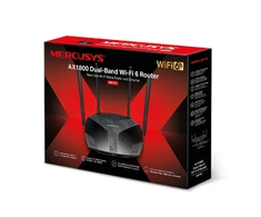 TP-Link Mercusys AX1800 Dual-Band WiFi 6 Maršrutizatorius | MR70X | 802.11ax | 1201+574 Mbit/s | 10/100/1000 Mbit/s | Ethernet LAN (RJ-45) jungtys 3 | Tinklelio atramos Nr. | MU-MiMO Taip | Nėra mobiliojo plačiajuosčio ryšio | Antenos tipas 4xFiksuota