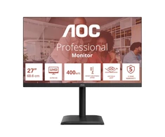 Monitorius AOC | U27E4CV | 27 " | IPS | UHD | 16:9 | 60 Hz | 4 ms | 3840 x 2160 pikselių | 400 cd/m² | HDMI jungtys quantity 2 | Juodas