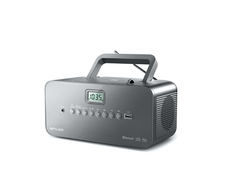 Nešiojamas radijo imtuvas su Bluetooth, MP3, CD, AUX ir Bluetooth funkcijomis, juodas