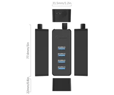 Extra Digital Šakotuvas ORICO USB W5P-U3-100-BK-PRO