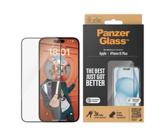 Panzer Glass PanzerGlass | Ekrano apsauga | Apple | IPhone 15 Plus | Stiklas | Skaidrus | Itin platus prigludimas, atsparus įbrėžimams, apsauga nuo kritimo, pridedamas „EasyAligner“.