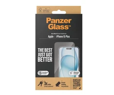 Panzer Glass PanzerGlass | Ekrano apsauga | Apple | IPhone 15 Plus | Stiklas | Skaidrus | Itin platus prigludimas, atsparus įbrėžimams, apsauga nuo kritimo, pridedamas „EasyAligner“.