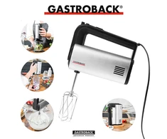 Plakiklis Gastroback Design Hand Mixer Pro 40983 Nerūdijantis plienas/Juodas, Hand mixer, 500 W, Greičių skaičius 5, Shaft material Nerūdijantis plienas, Mini chopper,