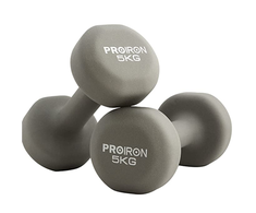 PROIRON PRKNED05K Hantelių svarmenų rinkinys, 2 vnt, 5kg, Pilkas, Neoprenas