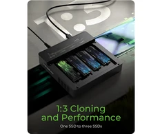 Icy Box „Raidsonic“ 4 skyrių USB4 dauginimo įrenginys (1:3 klonas), skirtas NVMe M.2 SSD | IB-4013MCL-C4