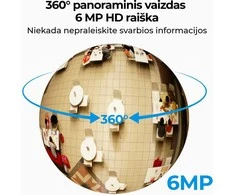 Išmanioji 360° panoraminė vidaus žuvies akies kamera Reolink Fisheye W520, 6 MP,  microSD, Wi-Fi