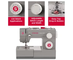 Siuvimo mašina Singer | Sewing Machine | 4432 Heavy Duty | Number of stitches 110 | Number of buttonholes 1 | Pilkas