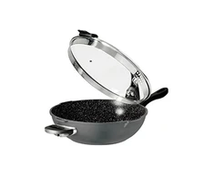 Stoneline Future pan 14868 Wok, Diameter 32 cm, Suitable for induction hob, Lid included, Fixed handle, Anthracite