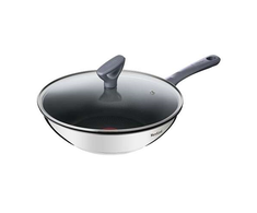 TEFAL Wok keptuvė | G7309955 Daily Cook | Wok | Skersmuo 28 cm | Tinka indukcinei kaitlentei | Dangtis pridedamas | Fiksuota rankena | Pilkas