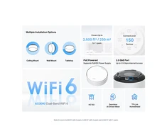 Maršrutizatorius TP-Link AX3000 Whole Home WiFi 6 sistema su PoE | Deco X50-PoE (1 pakuotė) | 802.11ax | Ethernet LAN (RJ-45) jungtys 1 | Tinklelio palaikymas Taip | MU-MiMO Taip | Nėra mobiliojo plačiajuosčio ryšio | Antenos tipas Vidinis