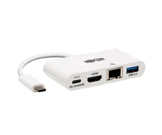 Tripp Lite USB-C dokas U444-06N-H4GU-C Single Ekranas/1xHDMI/iki sngle 4K/1xUSB 3.2/palaikymas PD 60W/Baltas/Maitinimo šaltinis neįtrauktas