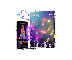 „Twinkly Candies“ 100 žvakės formos RGB šviesos diodų, skaidrus laidas, USB-C