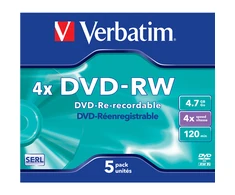 Verbatim DVD-RW 4.7GB 4X Matinis Sidabrinis jewel box - 43285