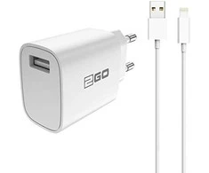 Įkroviklis 2GO Įkroviklis su kablem Lightning - balta 10,5W 1x USB-A