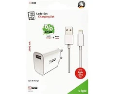 Įkroviklis 2GO Įkroviklis su kablem Lightning - balta 10,5W 1x USB-A