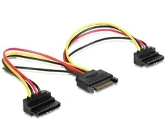 DELOCK Kabelis Power SATA 15 Pin > 2 x SATA HDD mit Metallclip– gewinkelt