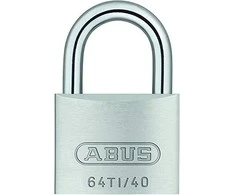 ABUS 64TI/40, Įprastinė pakabinama spyna, Raktinė spyna, Skirtinga rakto funkcija, Sidabrinė, Aliuminis, Grūdintas plienas
