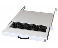 aixcase 19" Rack 1U Klaviatūra DE Trackball PS2&amp;USB lichtgrau