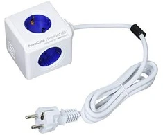 Galia - Allocacoc PowerCube Extended USB 4x Grounded 2x USB 1.5m Mėlyna