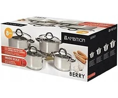 Dajar Puodų su dangčiais komplektas 4 vnt (D16, D18, D20, D24 cm) BERRY Ambition 68879