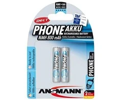 1x2 Ansmann maxE NiMH rech.bat. Mikro AAA 800 mAh DECT TELEFONAS