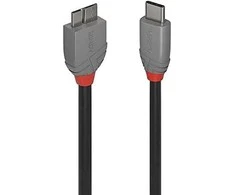 USB Kabelis - LINDY Anthra Line USB 3.2 Type C į Micro-B Laidas, M/M, 5Gbps, 1 m, Juodas