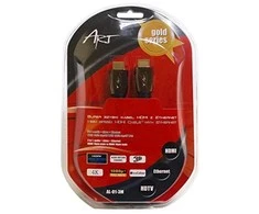 ART KABH AL-01-3 ART kabelis AL-01-3m HDMI 19 kontaktų kištukas/HDMI 19 kontaktų vyriškas auksinis padengtas