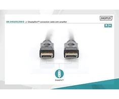 Assmann Electronic Assmann Cable DisplayPort 4K 60Hz UHD Type DP/DP M/M su stiprintuvo blokavimu, juodas 20m
