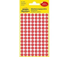 Lipdukai Avery Zweckform, apvalūs, Ø8mm, 416vnt pakuotėje, raudonos spalvos