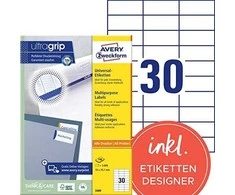 Lipnios etiketės Avery Zweckform, A4, 70x29,7mm, 30 etikečių lape, be rėmelio, 100 lapų, baltos spalvos